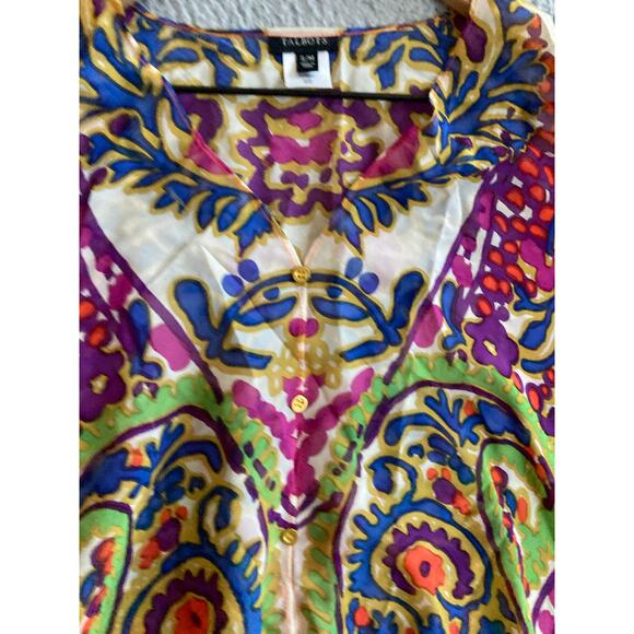 Talbots Poncho Sweater Top Small Silk Oversized Boho Art Colorful Beach Luxury - Picture 3 of 12